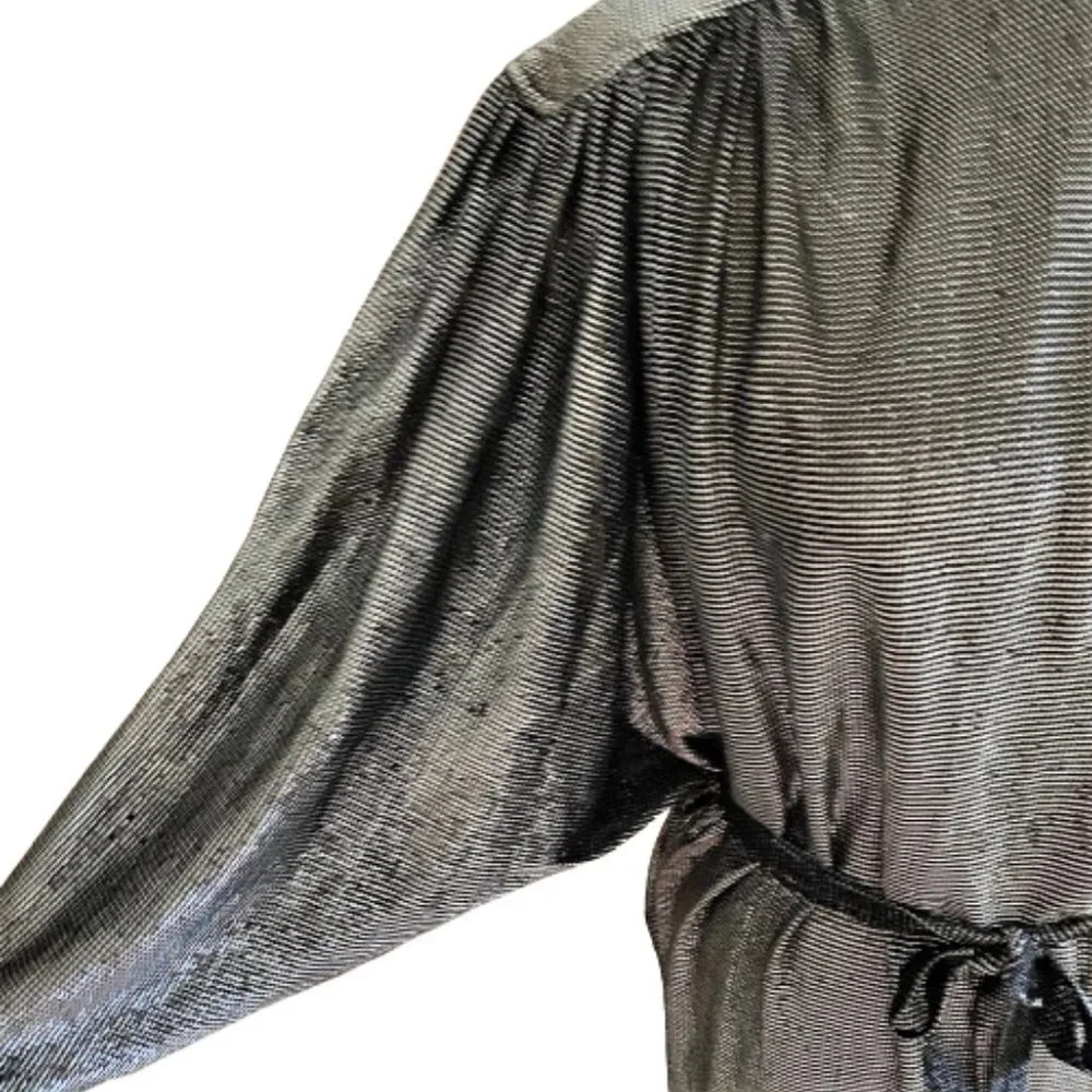 Vintage Miss Renfrew silver metallic shimmery tunic midi dress with belt - Picture 16 of 17